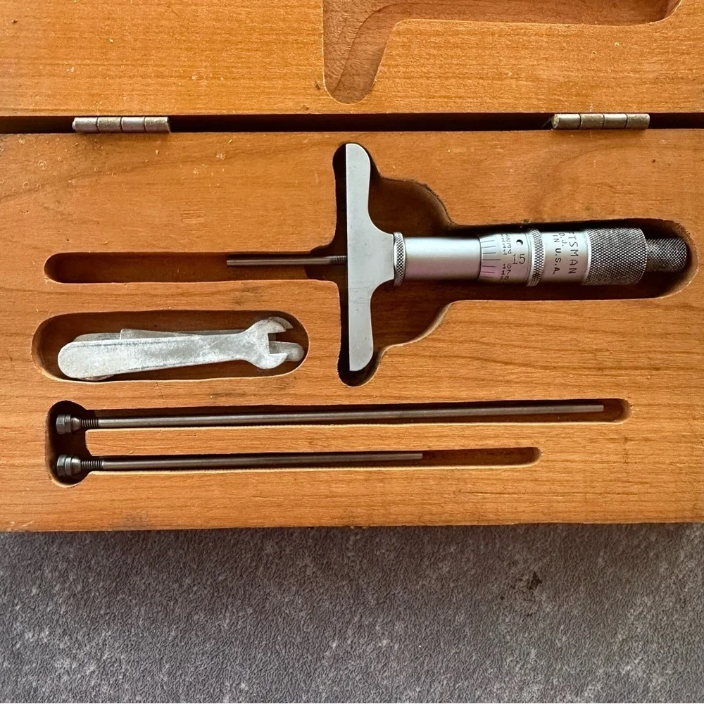 Vintage Craftsman Depth Micrometer Set | Made in USA | Wooden Case - Picture 11 of 11